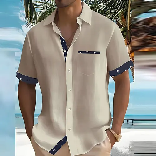 Charly | Men's Short Sleeve Button-Up Shirt with Contrast Trim