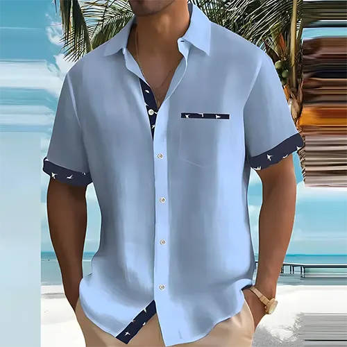 Charly | Men's Short Sleeve Button-Up Shirt with Contrast Trim