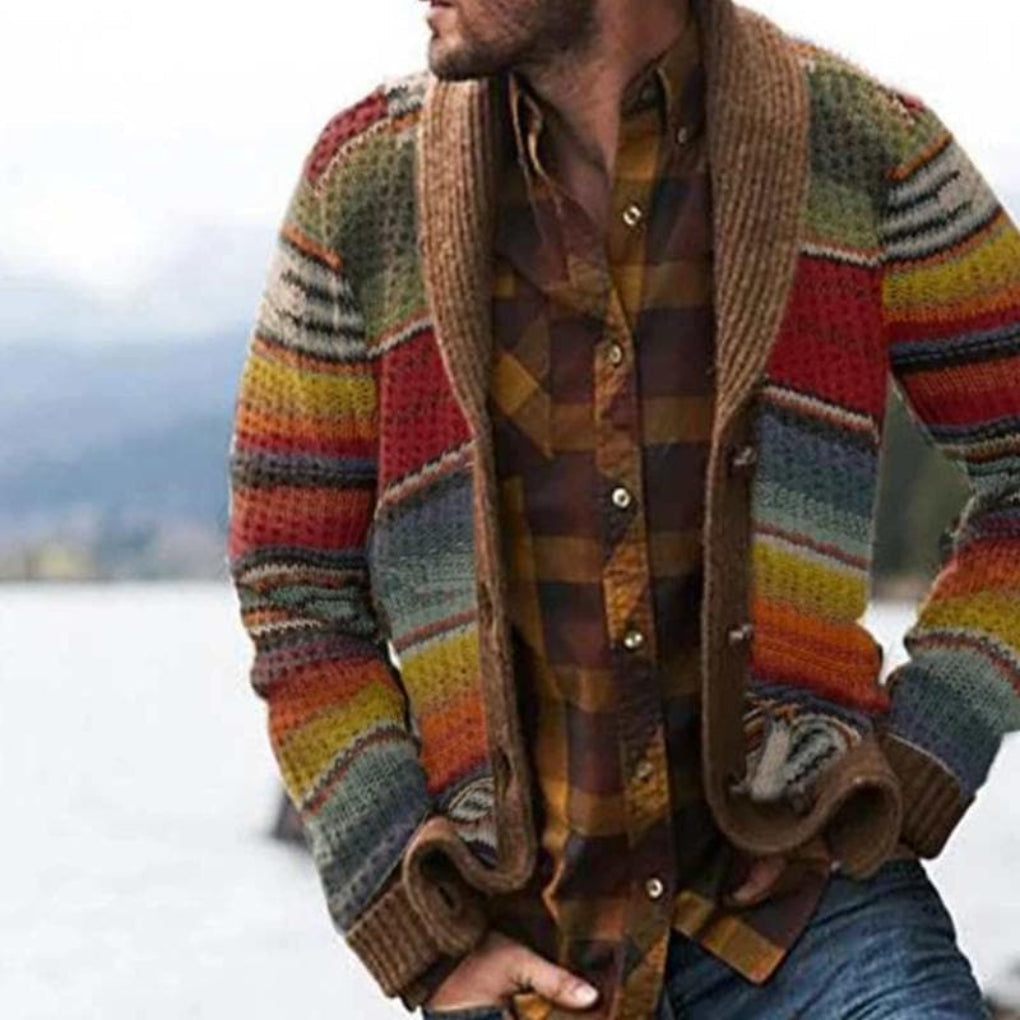 Charly | Men's Striped Shawl Collar Cardigan Sweater