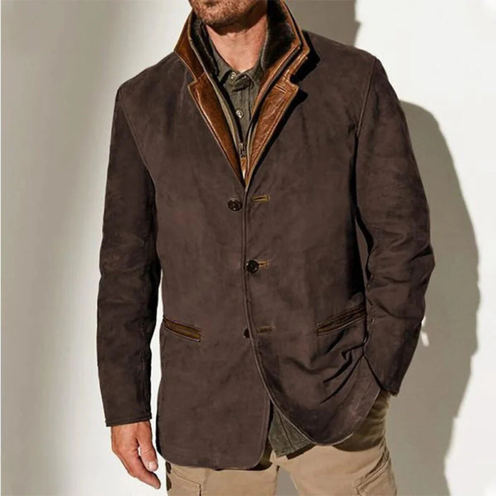 Charly | Men's Suede Blazer with Contrast Collar