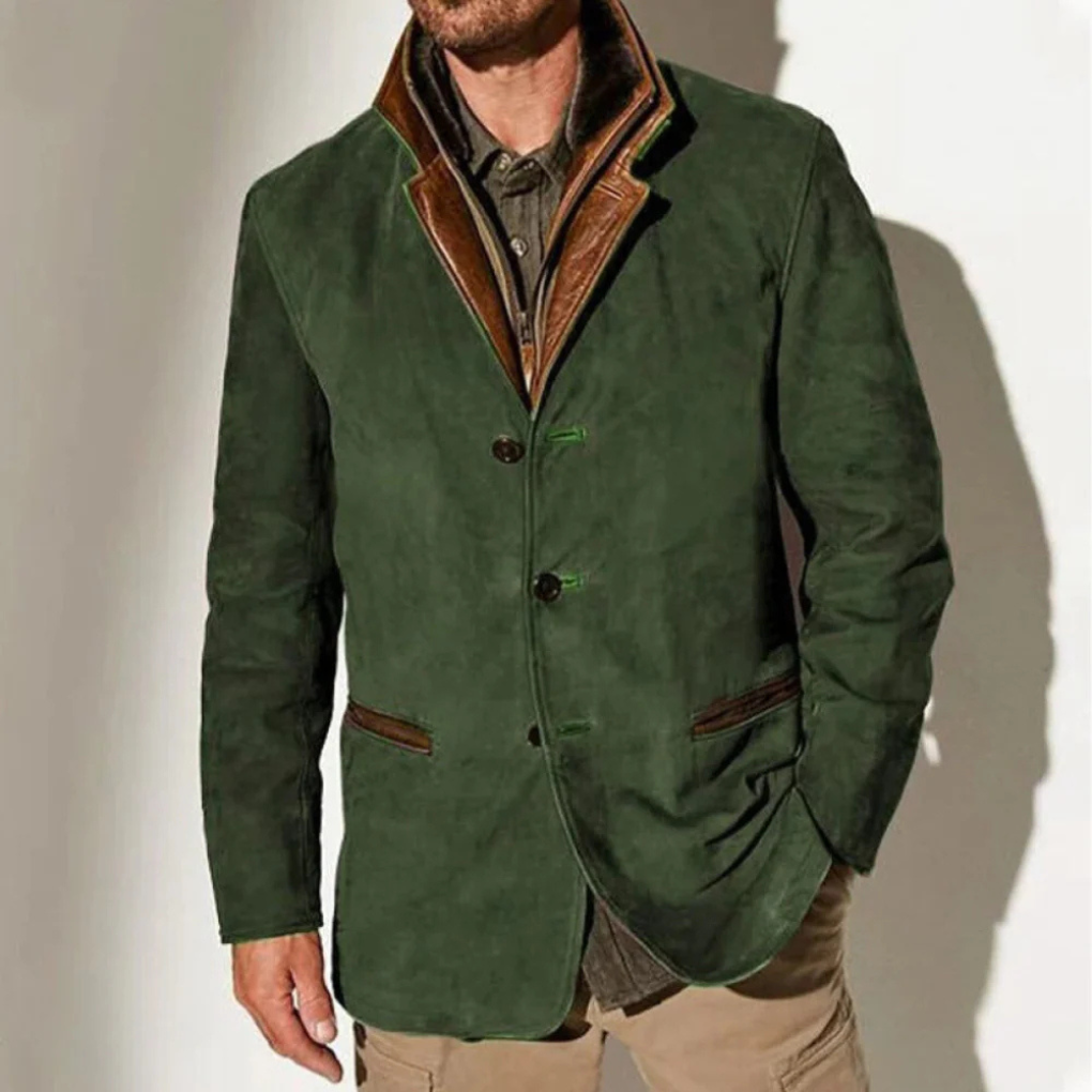 Charly | Men's Suede Blazer with Contrast Collar