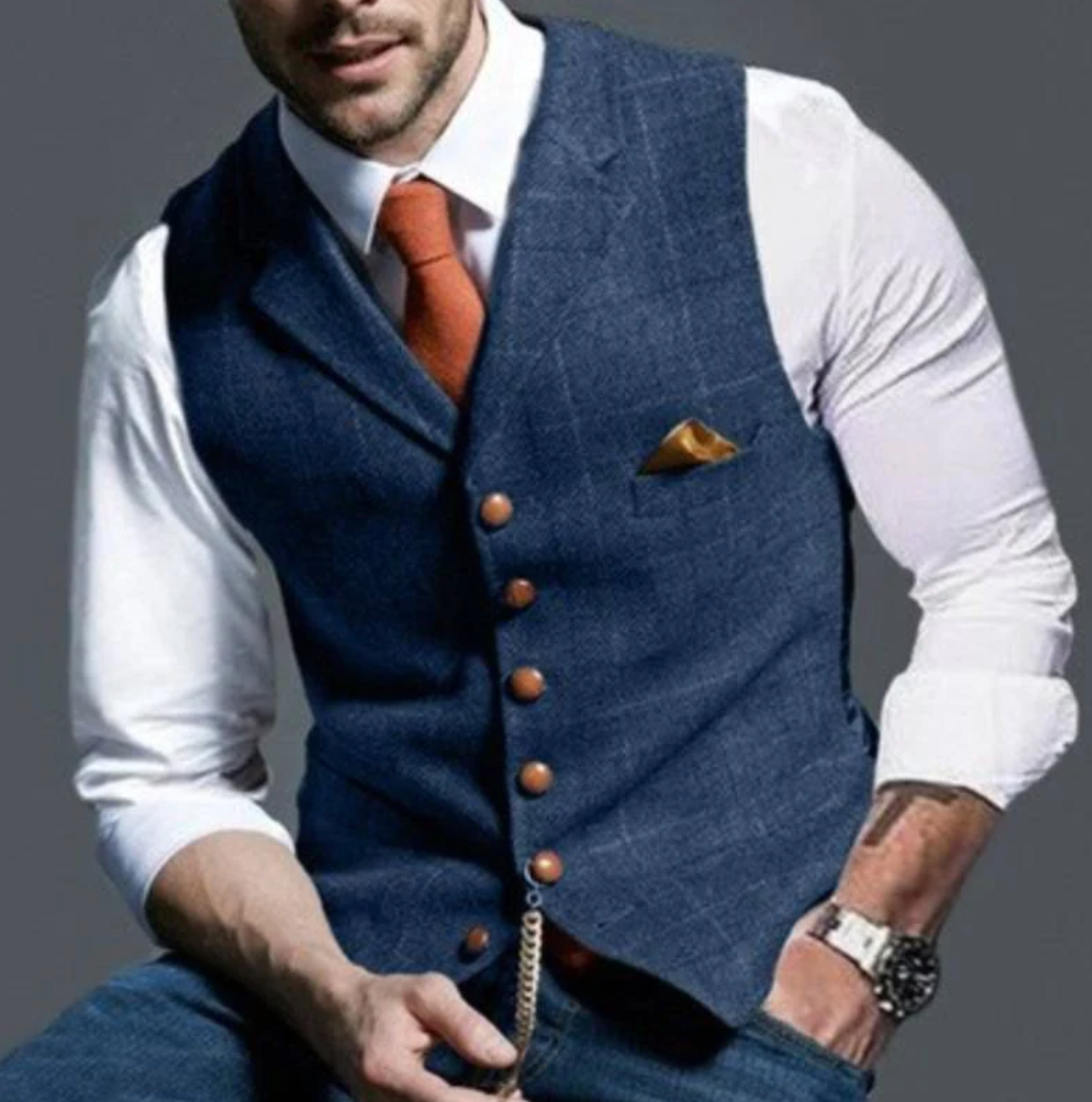 Charly | Men's Tweed Vest with V-Neck