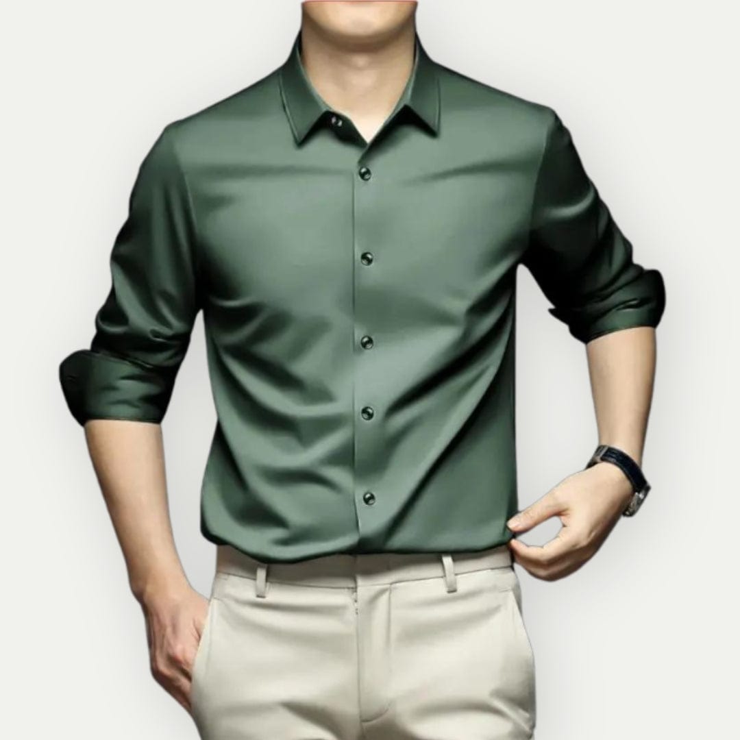 Charly | Men's Wrinkle-Free Dress Shirt with Button-Down Collar