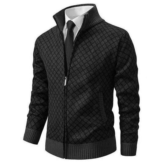 Charly | Men's Zip-Up Geometric Knit Cardigan