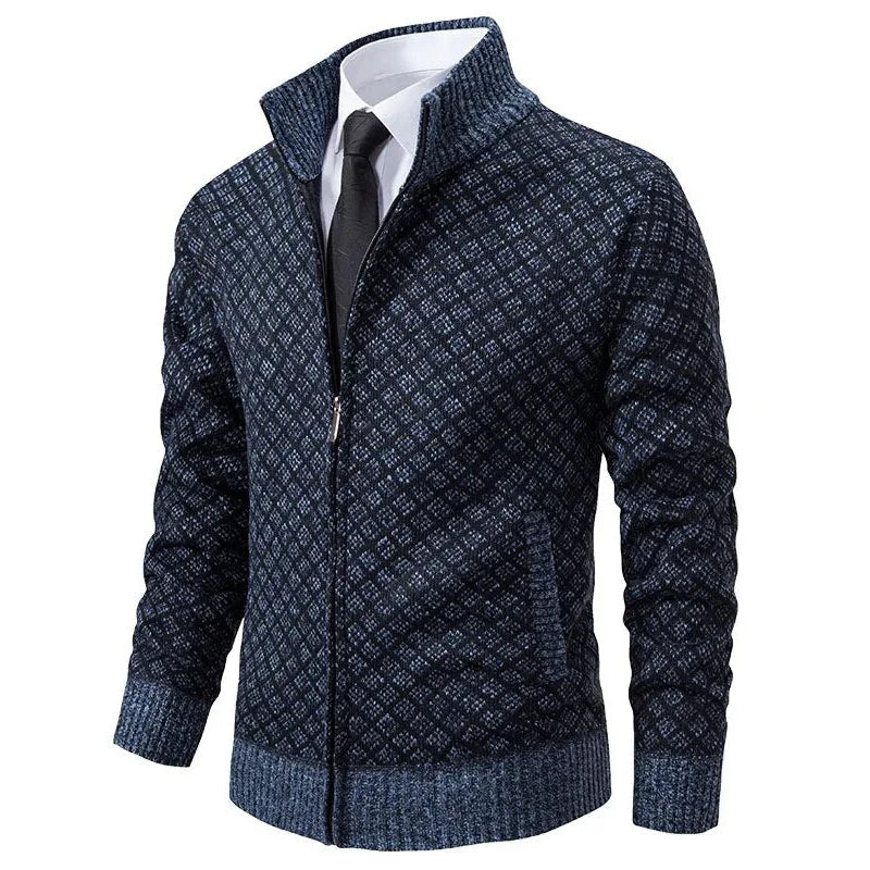 Charly | Men's Zip-Up Geometric Knit Cardigan