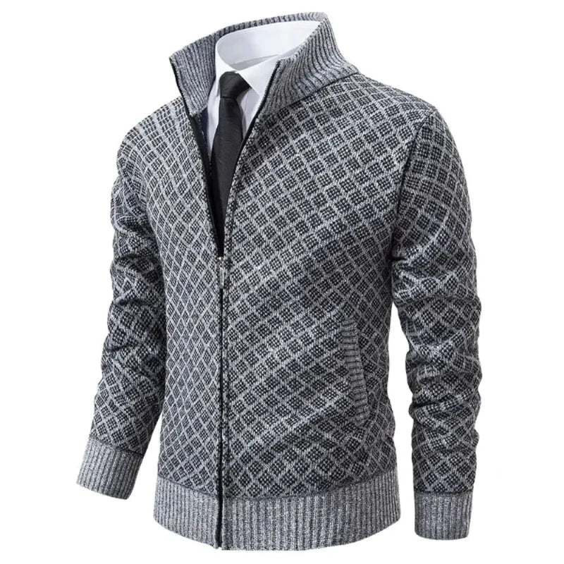 Charly | Men's Zip-Up Geometric Knit Cardigan