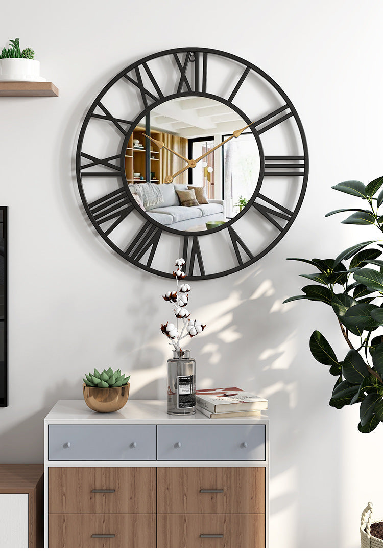 Charly | Metal Vintage Large Wall Clock with Mirror 39cm