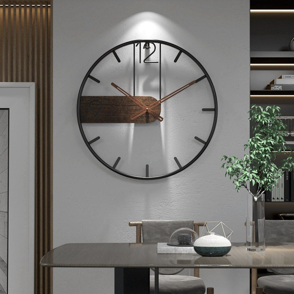 Charly | Modern Wall Clock with Decorative Wood