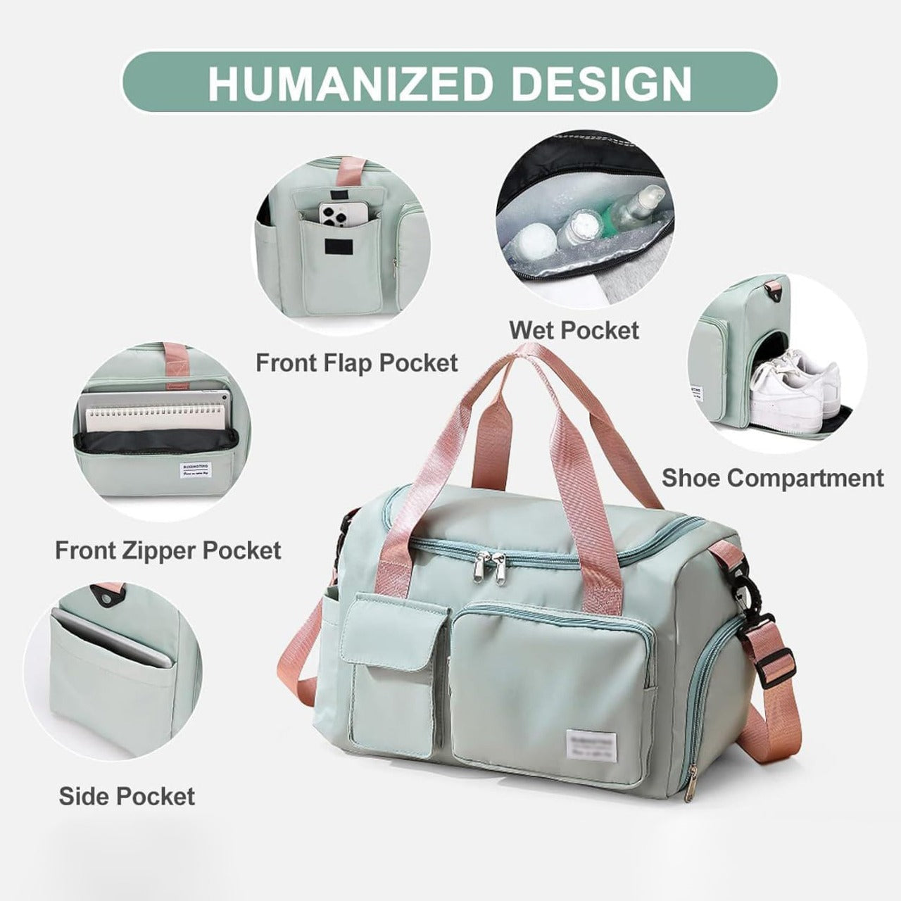 Charly | Multi-Pocket Travel Bag, Sports and Gym Duffle with Separate Shoe Compartment