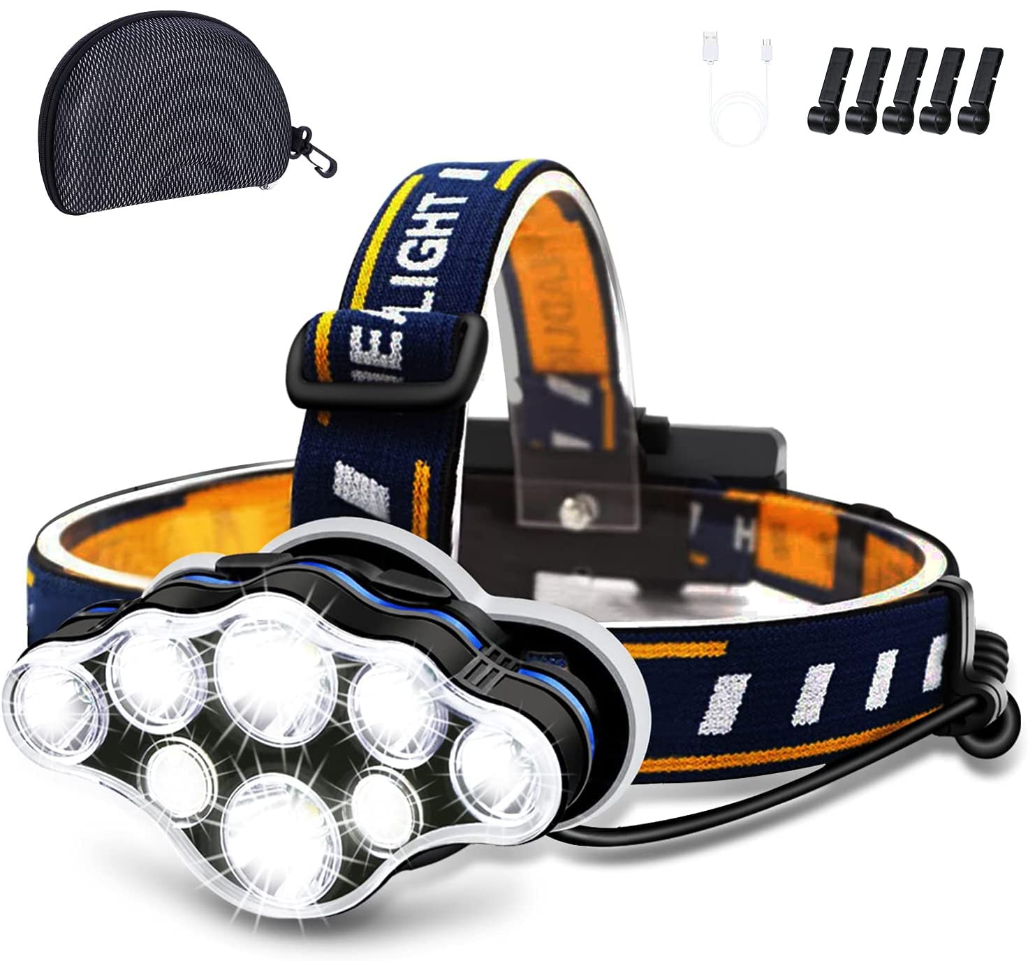 Charly | Ochter 18000 Lumen Rechargeable Headlamp, 8 Modes, Waterproof, USB, Red & White Light