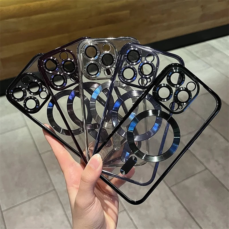 Charly | Plating Clear Soft Magnetic Case for iPhone