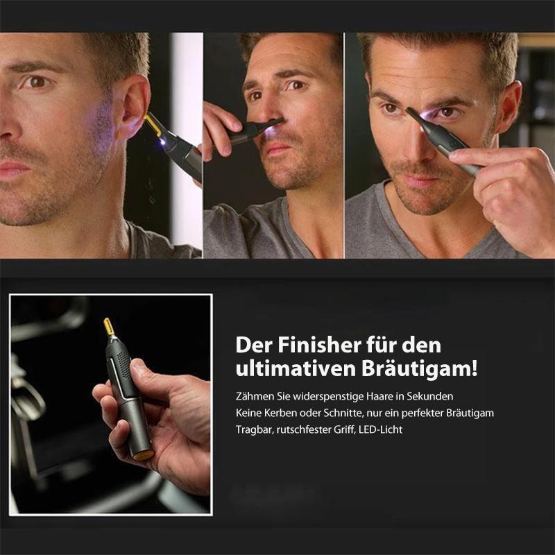 Charly | Professional Ultra-Thin Precision Trimmer | Titanium Stainless Steel Blades | Integrated LED Light | Micro-Oscillation Technology | For Nose, Ears & Contours