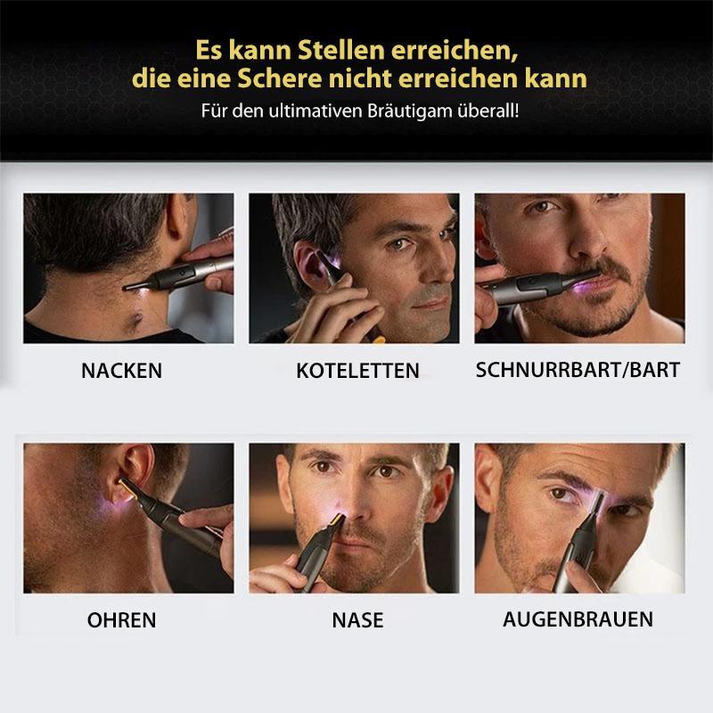 Charly | Professional Ultra-Thin Precision Trimmer | Titanium Stainless Steel Blades | Integrated LED Light | Micro-Oscillation Technology | For Nose, Ears & Contours