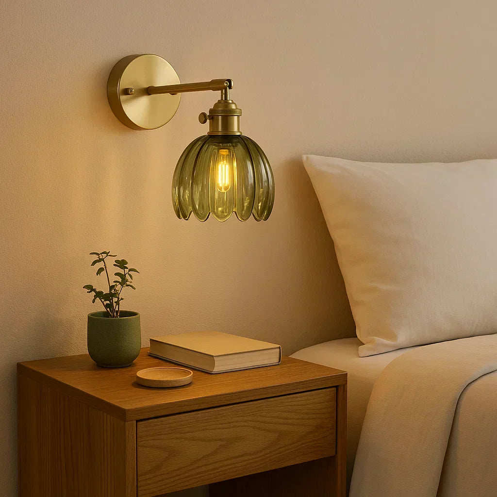 Charly | Retro Wall Lamp with Tulip Glass Shade | Vintage Style