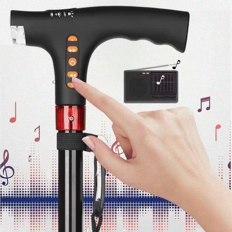Charly | Smart Walking Stick | LED Light Radio Emergency Alarm | Adjustable