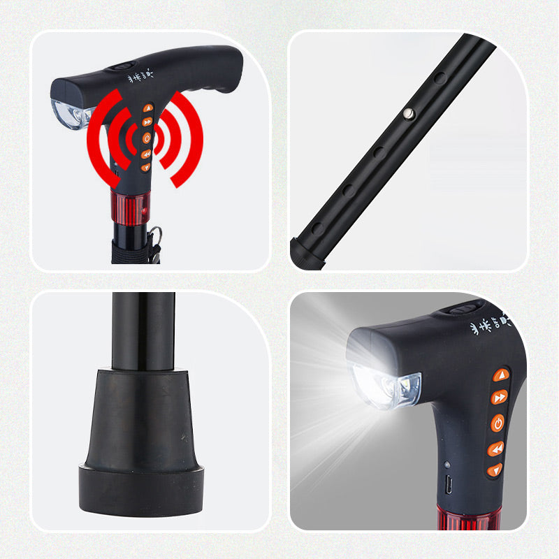 Charly | Smart Walking Stick | LED Light Radio Emergency Alarm | Adjustable