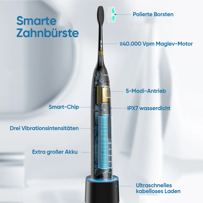 Charly | Sonic Electric Toothbrush | 6 Modes & IPX7 Waterproof | White, Black, Pink