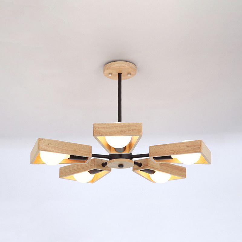 Charly | Sputnik Chandelier Made of Wood | Modern Geometric Design