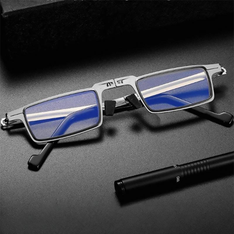 Charly | Titanium Reading Glasses with Blue Light Protection – Foldable and Lightweight, Silver, Round/Square