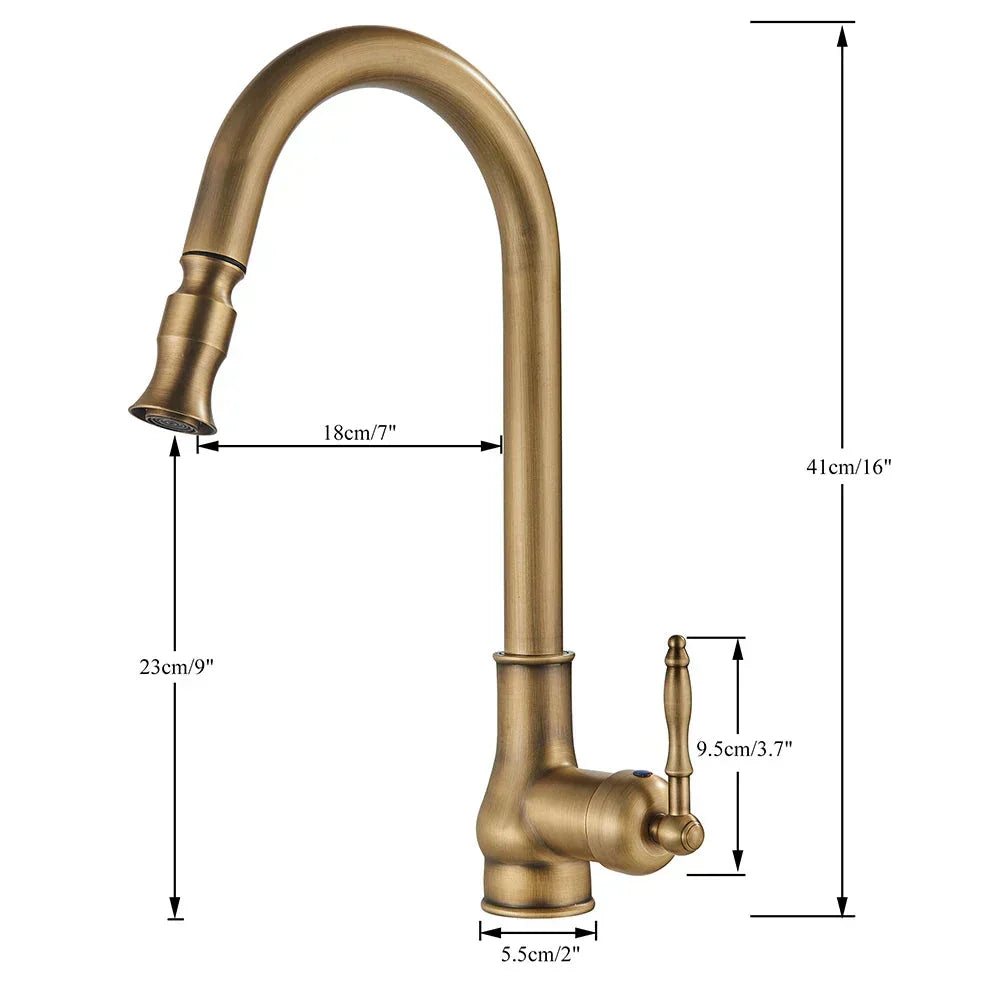Charly | VintageTap Antique Brass Kitchen Tap – Retro Style Mixer Faucet with Swivel Spout