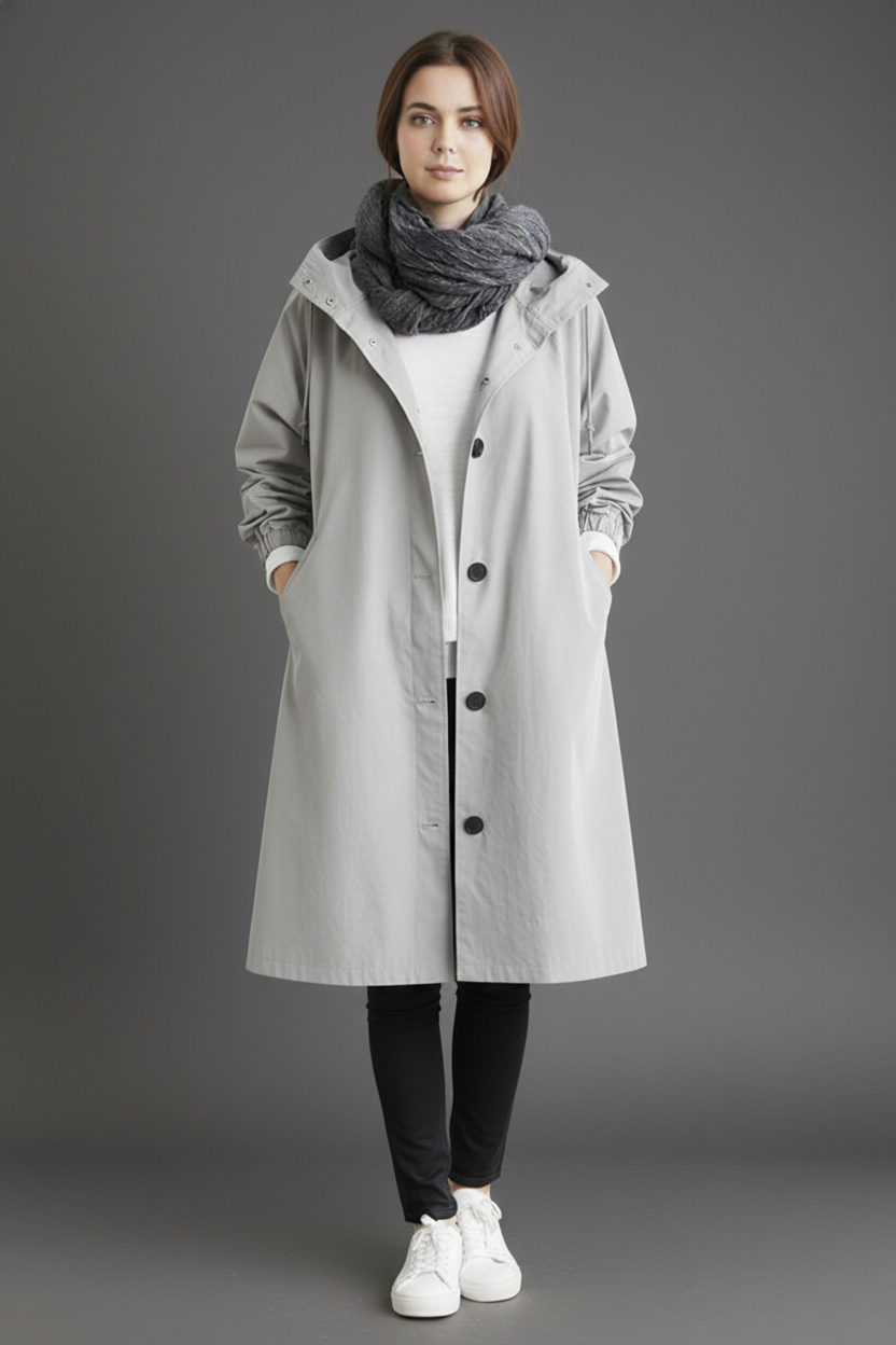 Charly | Wind and Waterproof Trench Coat for Women – With Hood for Autumn & Winter