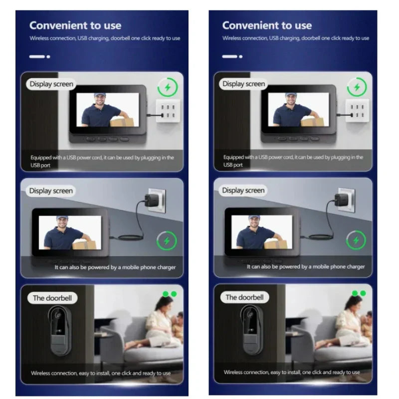 Charly | Wireless Video Doorbell with Intercom and HD Night Vision – 4.3” IPS Display, Waterproof