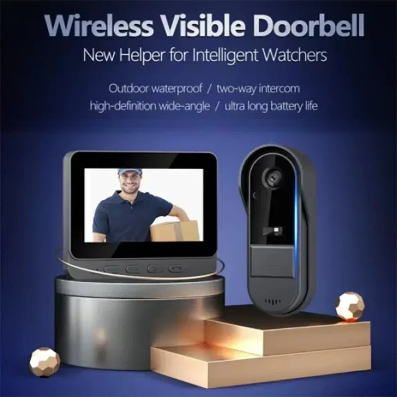 Charly | Wireless Video Doorbell with Intercom and HD Night Vision – 4.3” IPS Display, Waterproof