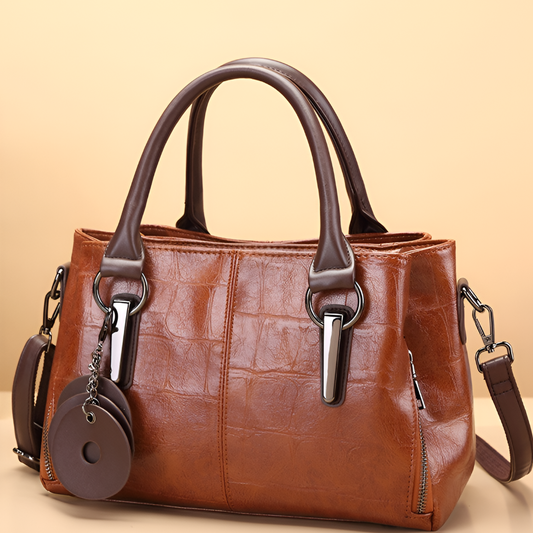 Charly | Women's Boston Handbag with Croc Embossing