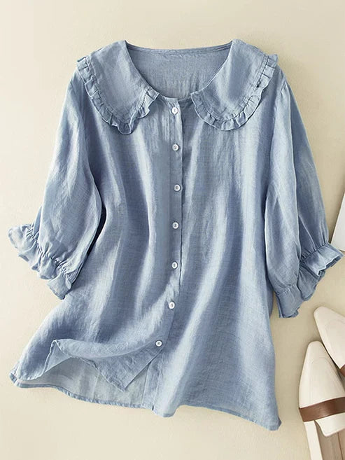 Charly | Women's Button-Down Ruffle Collar Shirt