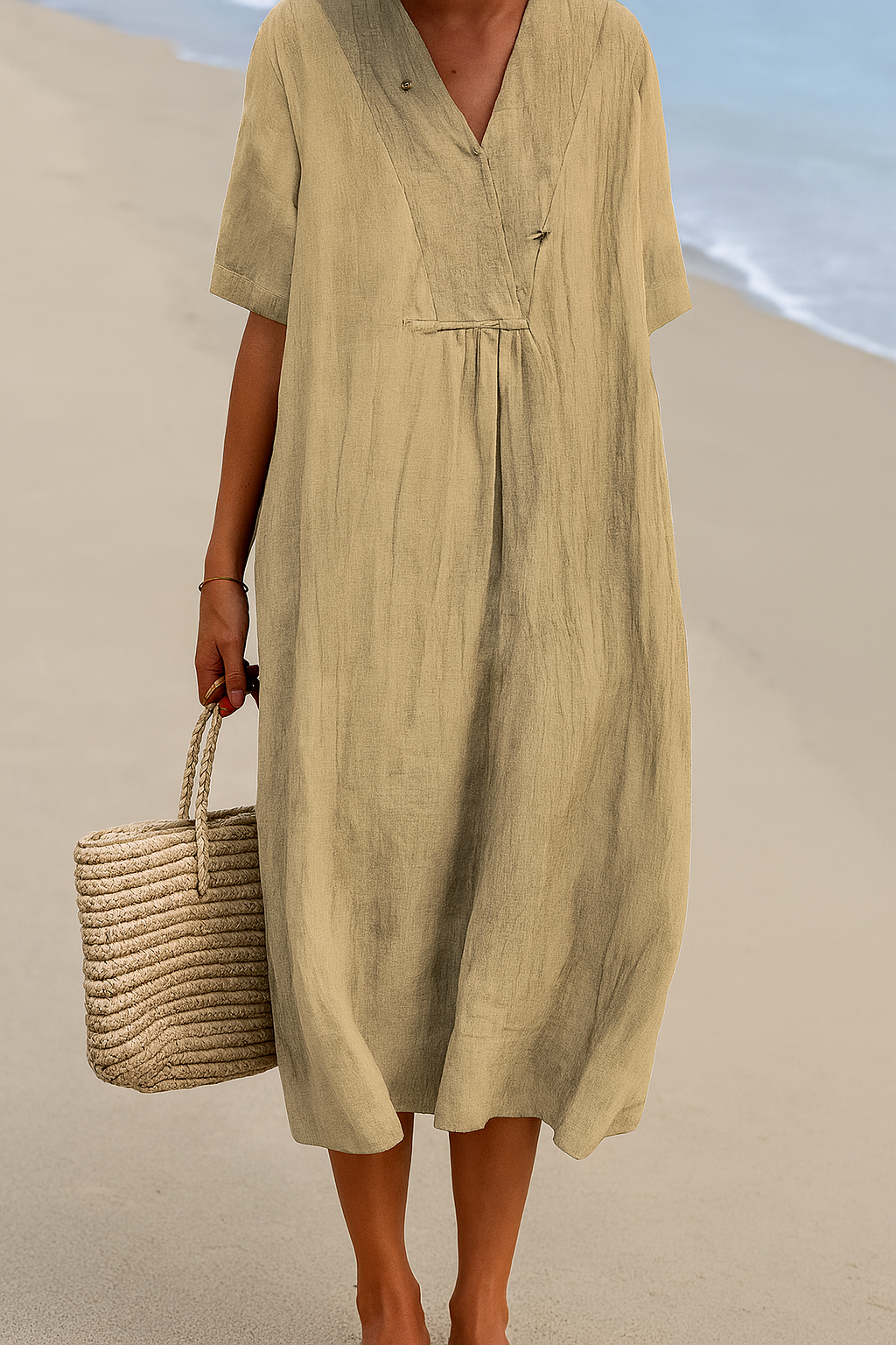 Charly | Women's Casual Midi Dress with V-Neck