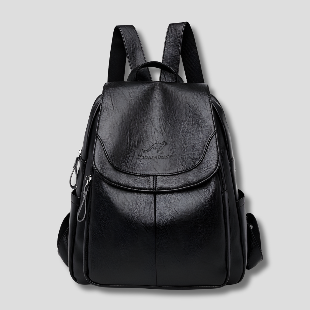 Charly | Women's Embossed Leather Backpack with Flap Closure