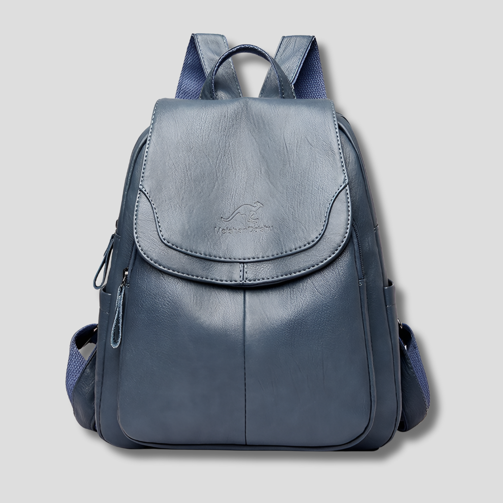 Charly | Women's Embossed Leather Backpack with Flap Closure