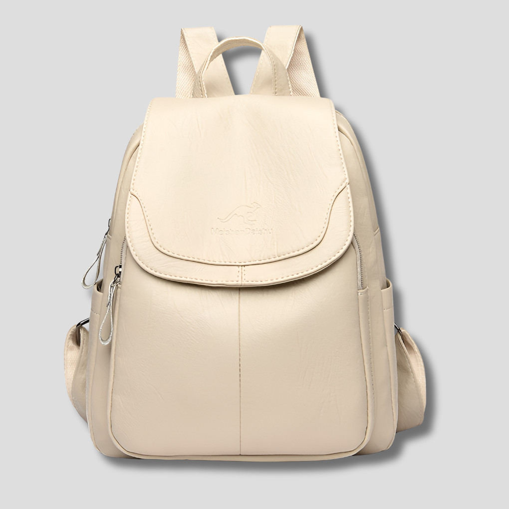 Charly | Women's Embossed Leather Backpack with Flap Closure