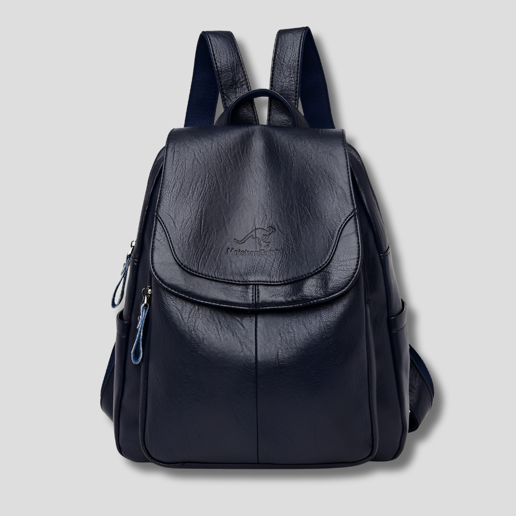 Charly | Women's Embossed Leather Backpack with Flap Closure