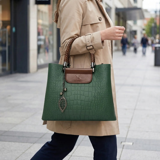 Charly | Women's Embossed Tote Bag with Braided Handle