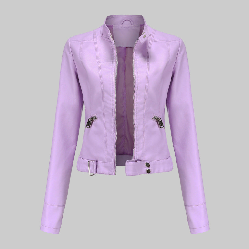 Charly | Women's Faux Leather Jacket with Stand Collar