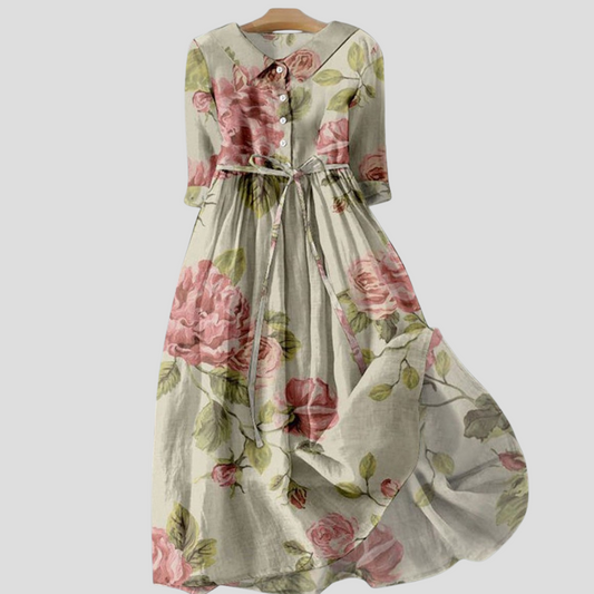 Charly | Women's Floral Lapel Midi Dress