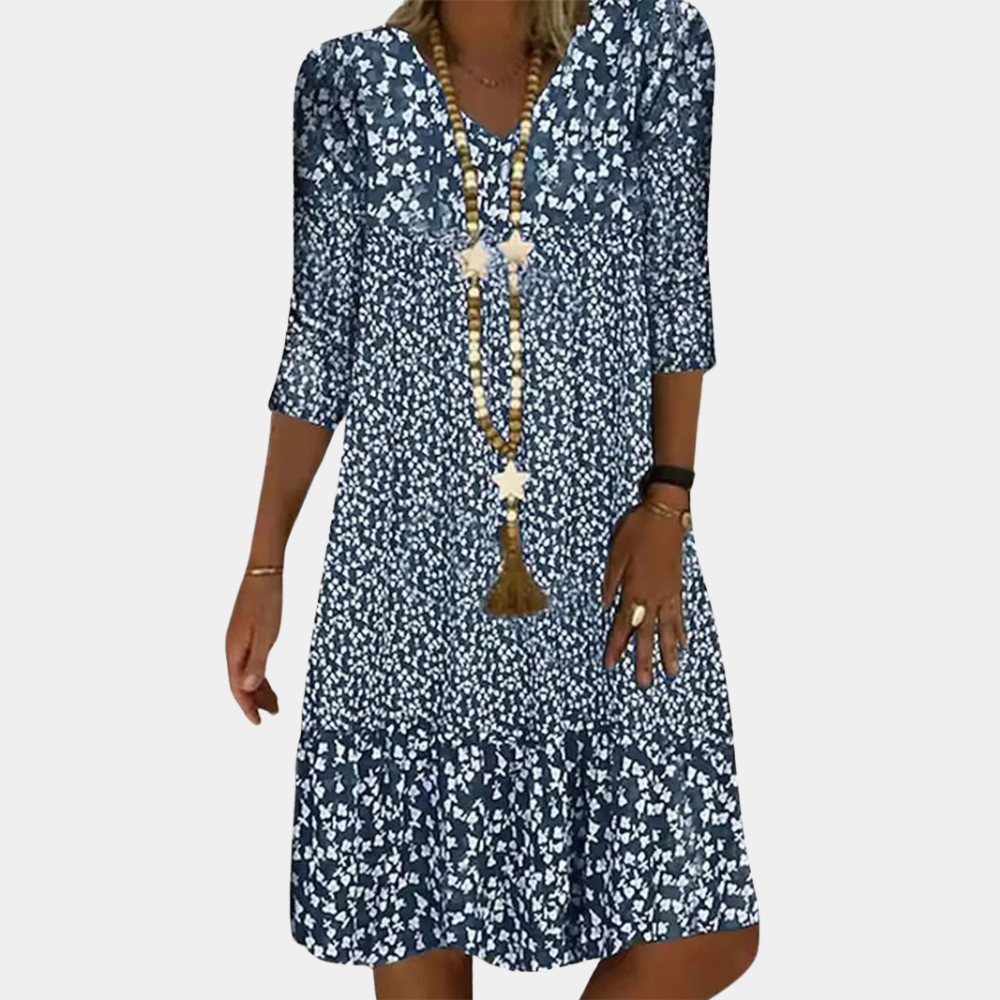 Charly | Women's Floral Midi Dress with V-Neck