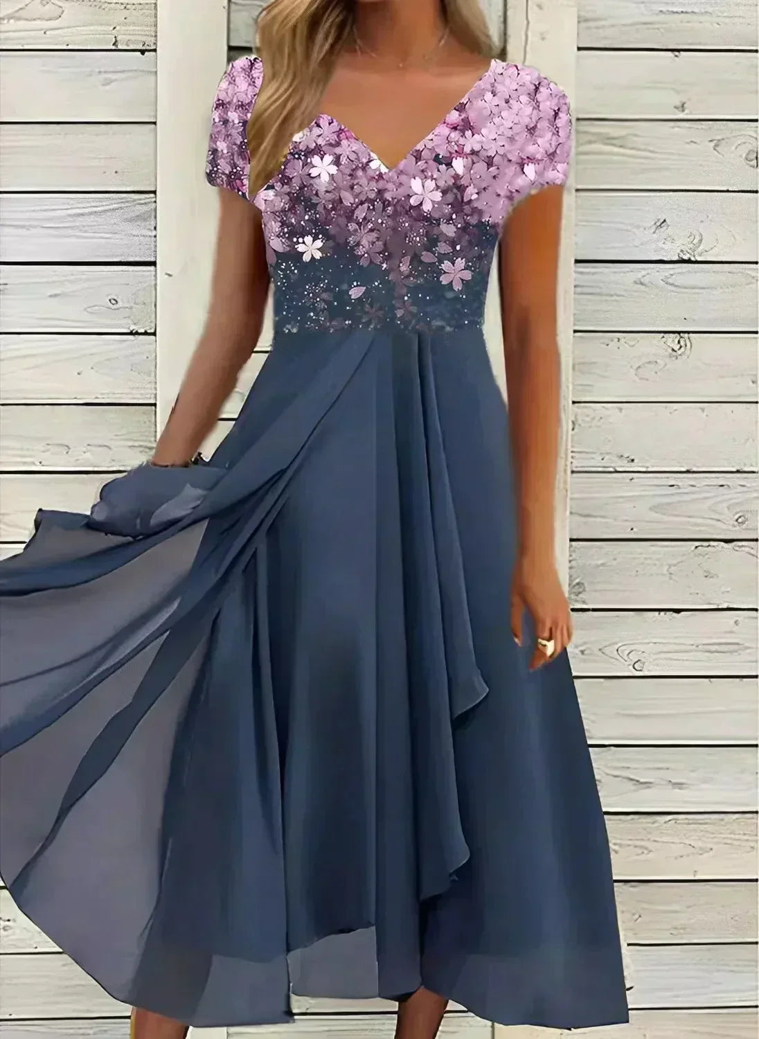 Charly | Women's Flowy Midi Dress | Embellished Bodice
