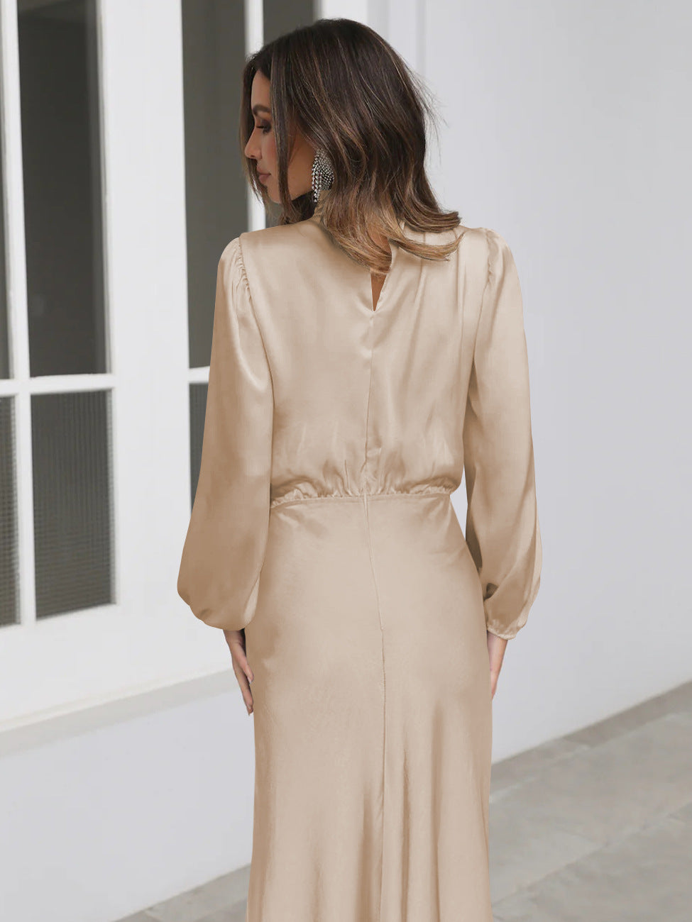 Charly | Women's High Neck Maxi Dress with Balloon Sleeves
