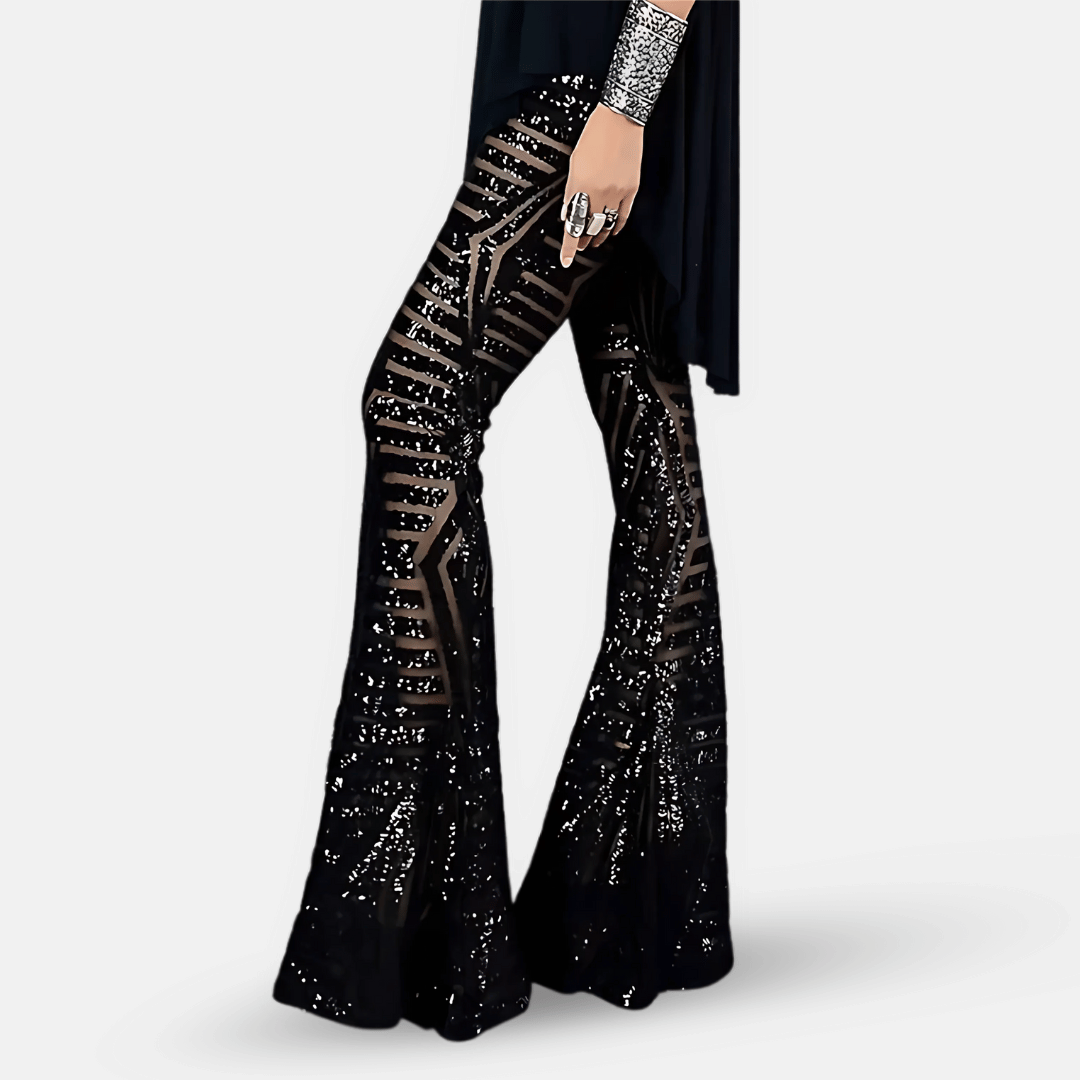 Charly | Women's High Waist Sequined Flare Pants