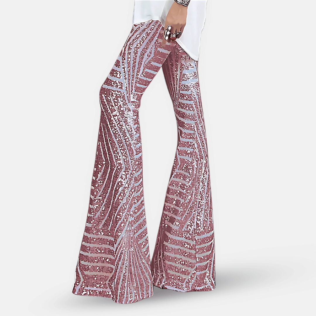Charly | Women's High Waist Sequined Flare Pants