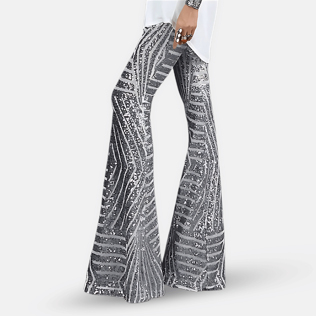 Charly | Women's High Waist Sequined Flare Pants