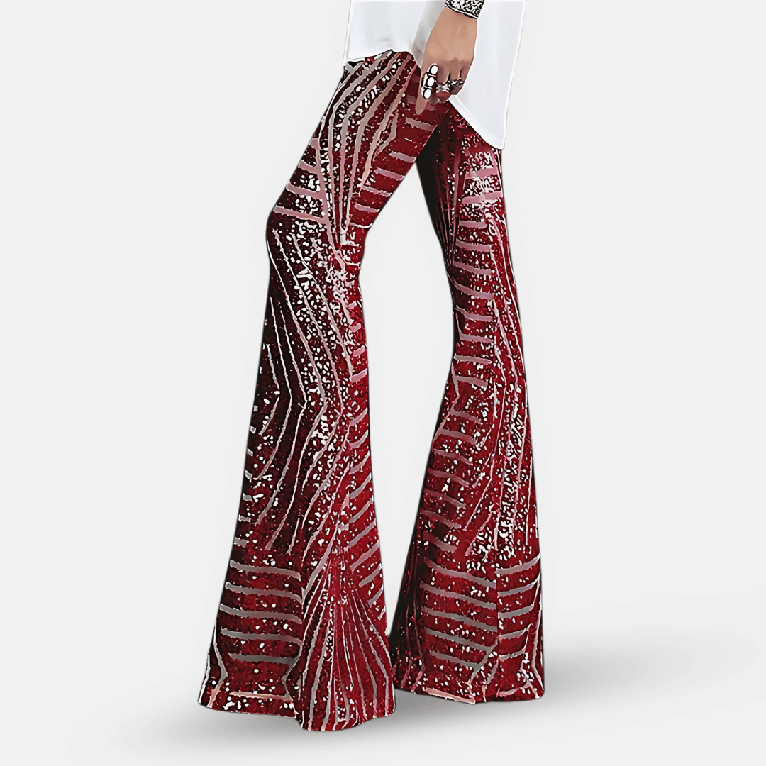 Charly | Women's High Waist Sequined Flare Pants