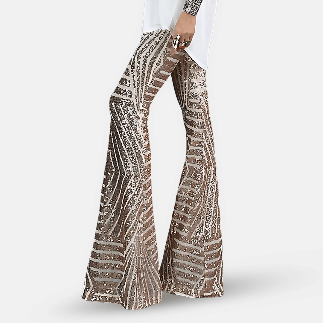 Charly | Women's High Waist Sequined Flare Pants