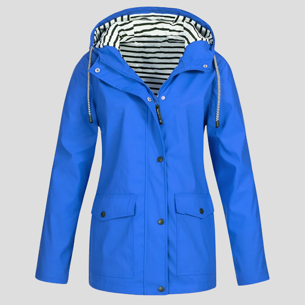 Charly | Women's Hooded Rain Jacket with Striped Lining