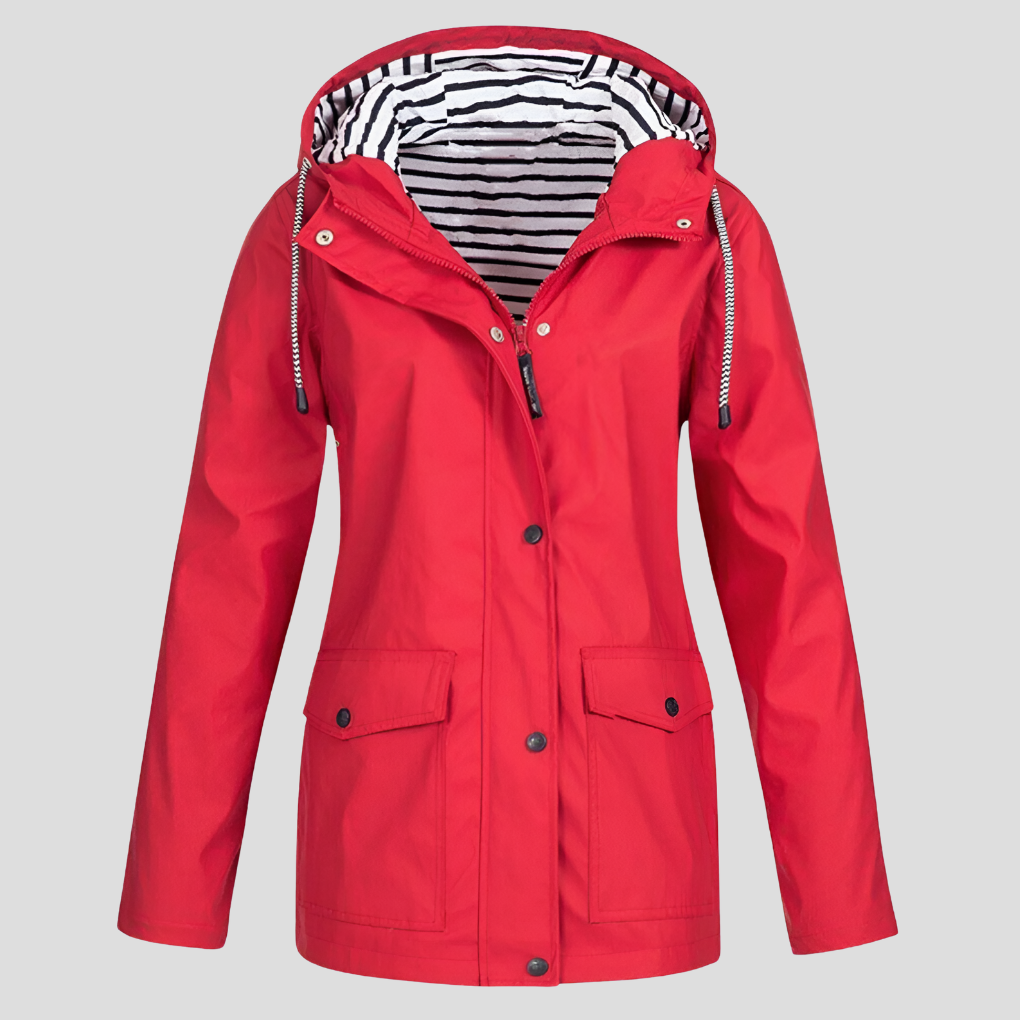 Charly | Women's Hooded Rain Jacket with Striped Lining