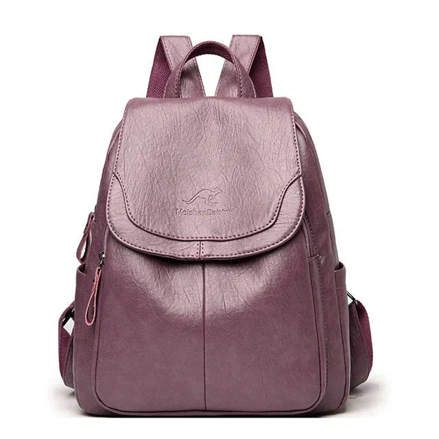 Charly | Women's Leather Flap Backpack with Structured Design