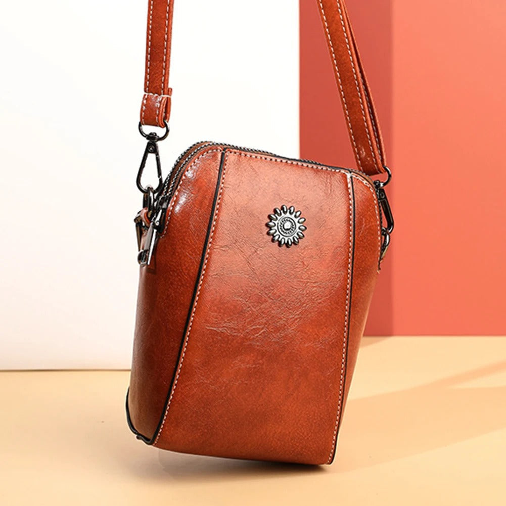 Charly | Women's Leather Shoulder Bag with Decorative Embellishment