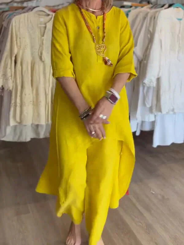 Charly | Women's Linen Asymmetrical Tunic & Pants Set